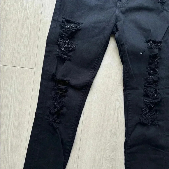 Frame Denim Jeans Women's Le Skinny de Jeanne Distress Made In USA Black - Picture 4 of 8